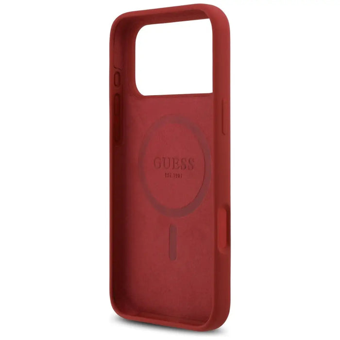 Guess Silicone Script Metal Logo MagSafe Case for iPhone 17 Pro Max - Red - Cell phone cases and covers<<<HurtelXML