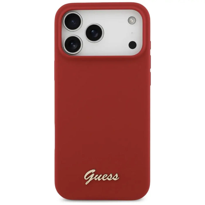 Guess Silicone Script Metal Logo MagSafe Case for iPhone 17 Pro Max - Red - Cell phone cases and covers<<<HurtelXML