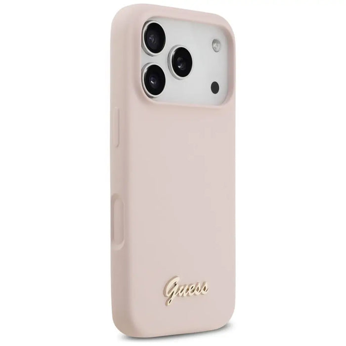 Guess Silicone Script Metal Logo MagSafe Case for iPhone 17 Pro - Pink - Cell phone cases and covers<<<HurtelXML