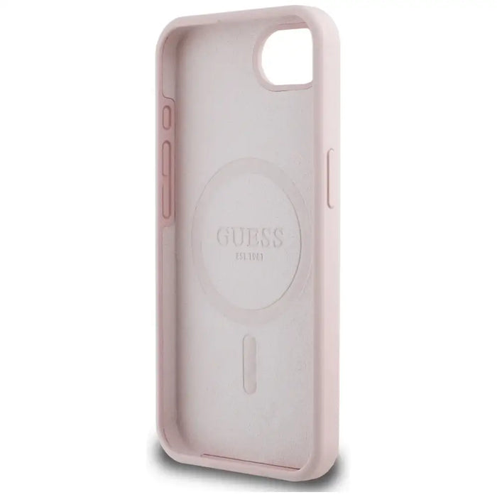 Guess Silicone Script Metal Logo MagSafe iPhone 16e Case - Pink - Cell phone cases and covers<<<HurtelXML