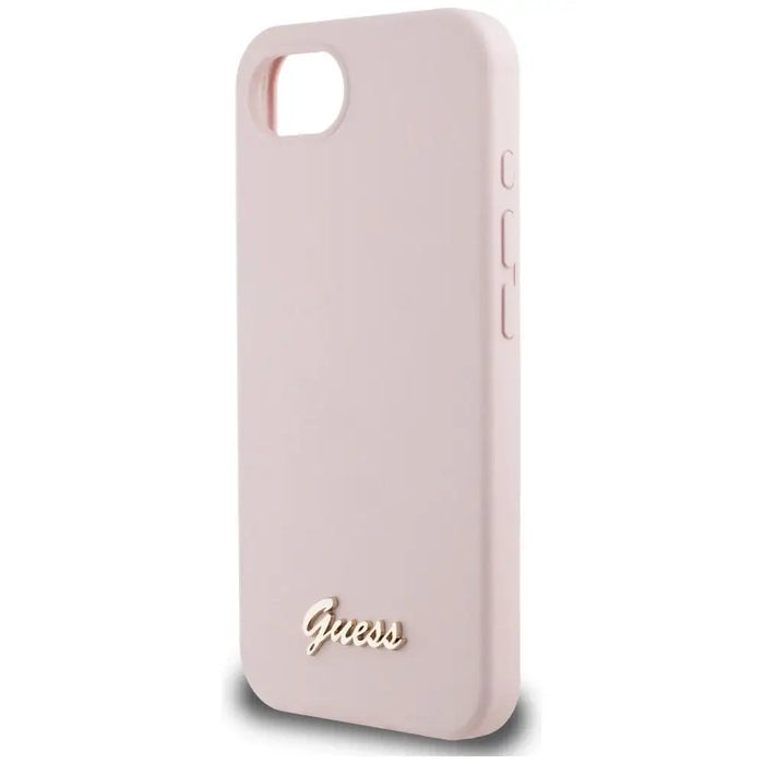 Guess Silicone Script Metal Logo MagSafe iPhone 16e Case - Pink - Cell phone cases and covers<<<HurtelXML