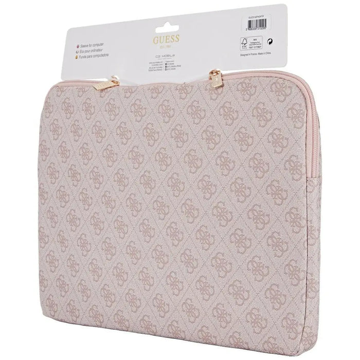 Guess Sleeve 4G Zipper Pocket Triangle Logo 14’’ Laptop Bag - Pink - Laptop bags<<<HurtelXML