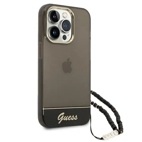 Guess Translucent Pearl Strap Case for iPhone 14 Pro - Black - Cell phone cases and covers<<<HurtelXML