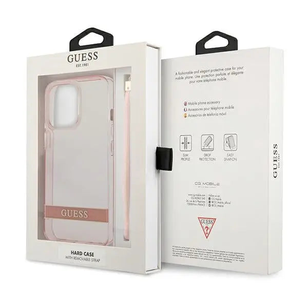 Guess Translucent Strap Case for iPhone 13 Pro / 13 6.1’’ - Pink - Cell phone cases and covers<<<HurtelXML