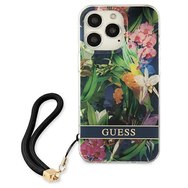 Guess GUHCP13LHFLSB iPhone 13 Pro / 13 6.1" blue/blue hardcase Flower Strap