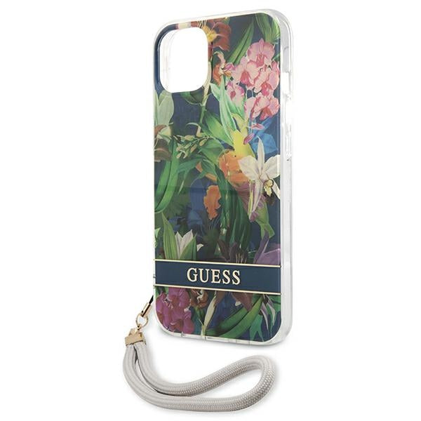 Guess GUHCP13SHFLSB iPhone 13 mini 5.4&quot; blue/blue hardcase Flower Strap