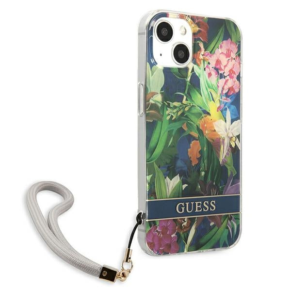 Guess GUHCP13SHFLSB iPhone 13 mini 5.4&quot; blue/blue hardcase Flower Strap
