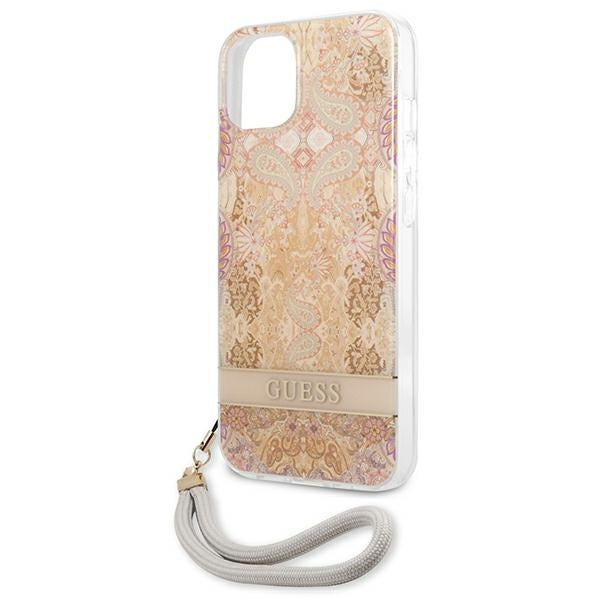 Guess GUHCP13SHFLSD iPhone 13 mini 5.4&quot; gold/gold hardcase Flower Strap
