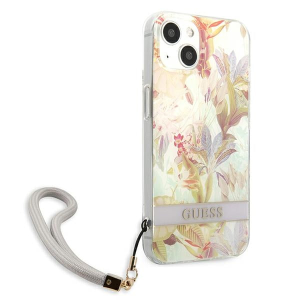 Guess GUHCP13SHFLSU iPhone 13 mini 5.4&quot; purple/purple hardcase Flower Strap