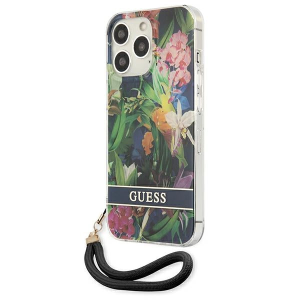 Guess GUHCP13XHFLSB iPhone 13 Pro Max 6.7&quot; blue/blue hardcase Flower Strap