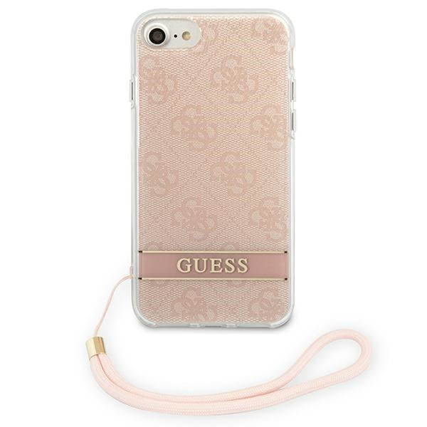 Guess GUOHCI8H4STP iPhone SE 2022 / SE 2020 / 7/ 8 pink/pink hardcase 4G Print Strap