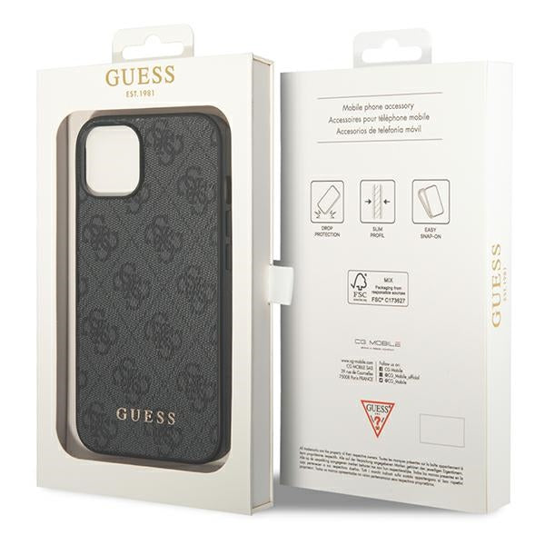 Guess 4G Metal Gold Logo Case for iPhone 14 - Gray