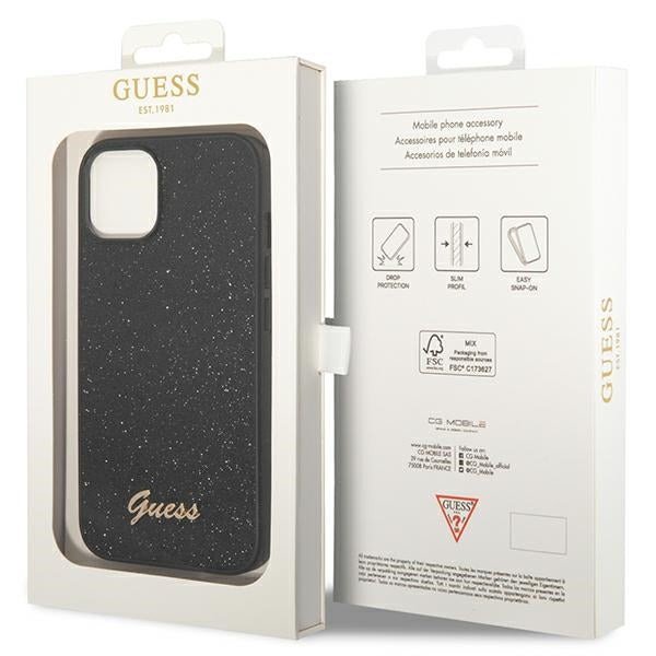 Guess Glitter Script Case for iPhone 14 Plus - Black