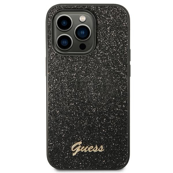 Guess Glitter Script Case for iPhone 14 Pro - Black