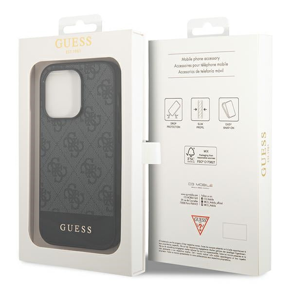 Guess GUHCP14XG4GLGR iPhone 14 Pro Max 6.7&quot; grey/grey hard case 4G Stripe Collection