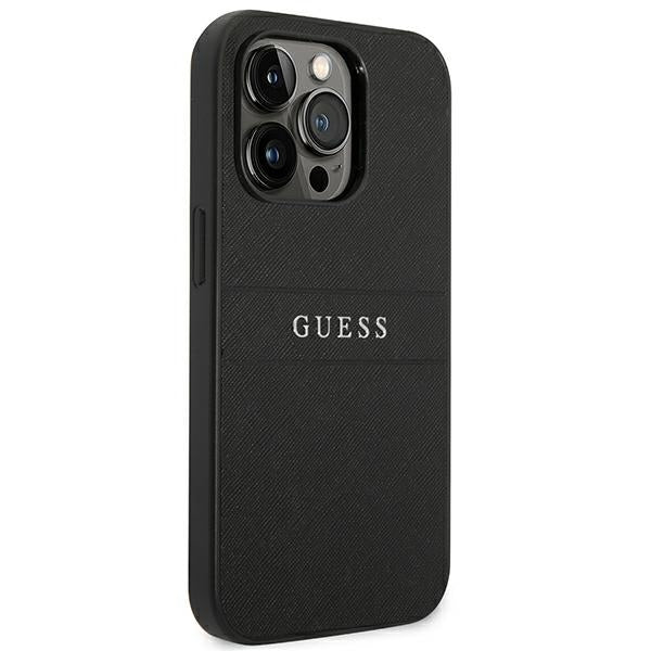Guess Saffiano Strap Case for iPhone 14 Pro - Black