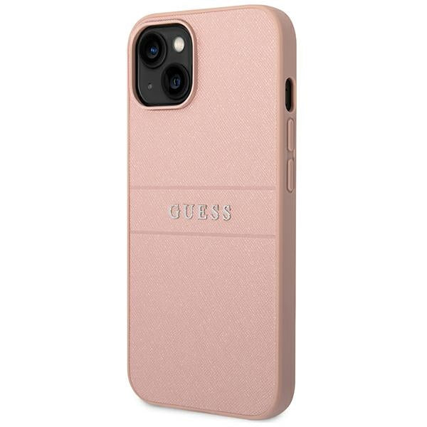Guess Saffiano Strap Case for iPhone 14 Plus - Pink