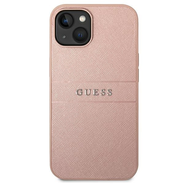 Guess Saffiano Strap Case for iPhone 14 Plus - Pink