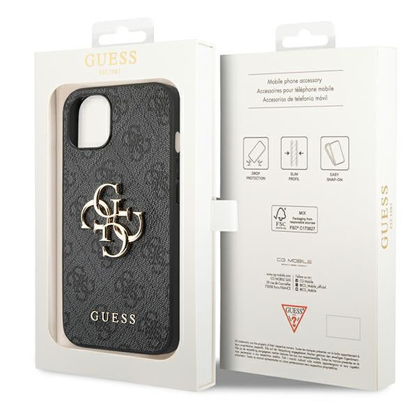 Guess 4G Big Metal Logo iPhone 14 Case - Gray