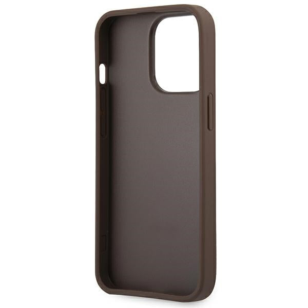 Guess 4G Big Metal Logo Case for iPhone 14 Pro - Brown