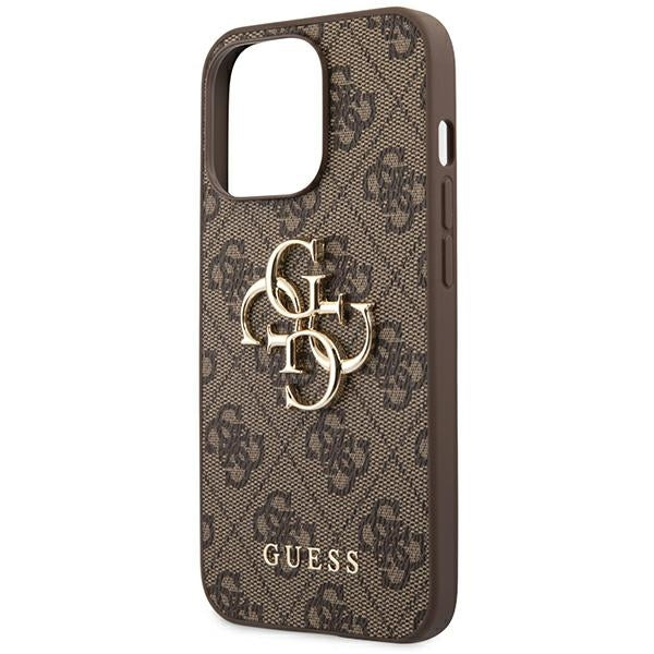 Guess 4G Big Metal Logo Case for iPhone 14 Pro - Brown