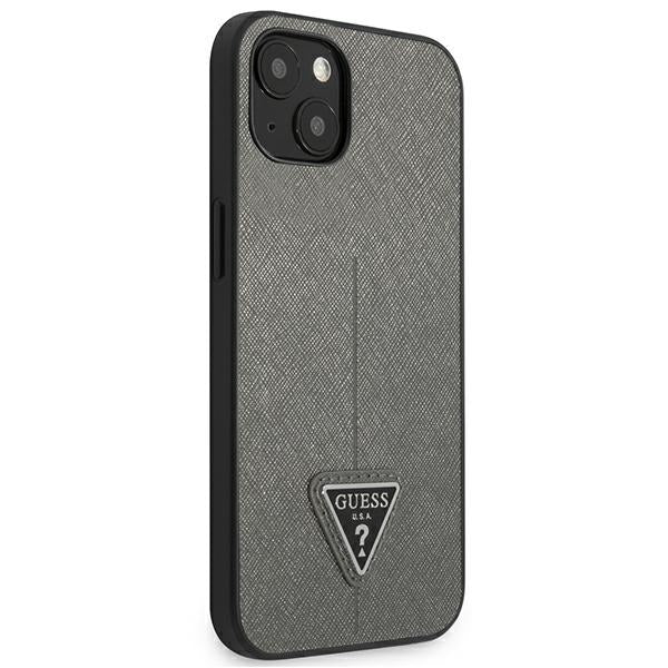 Guess GUHCP13SPSATLG iPhone 13 mini 5,4 "silver / silver hardcase SaffianoTriangle Logo