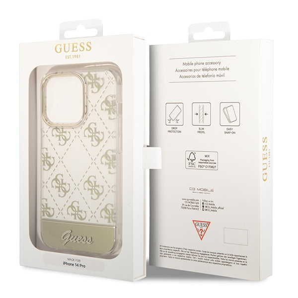 Guess GUHCP14LHG4MHG iPhone 14 Pro 6.1 &quot;gold / gold hardcase 4G Pattern Script