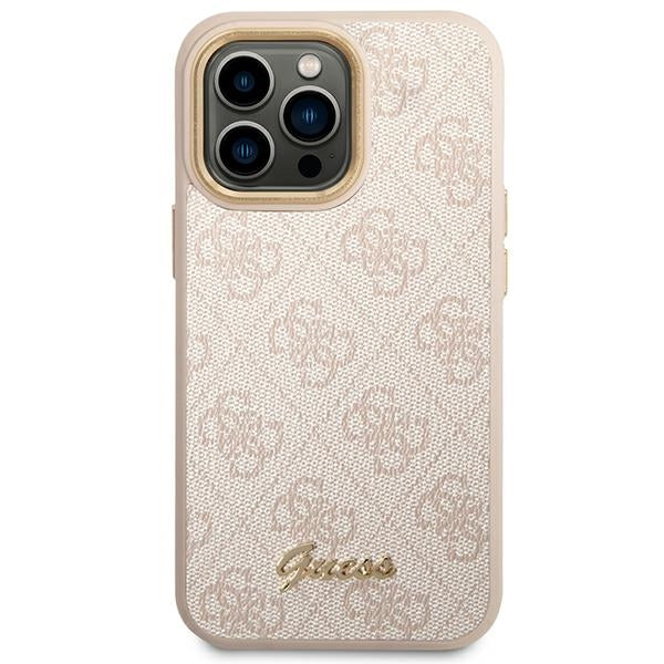 Guess 4G Vintage Gold Logo case for iPhone 14 Pro - pink