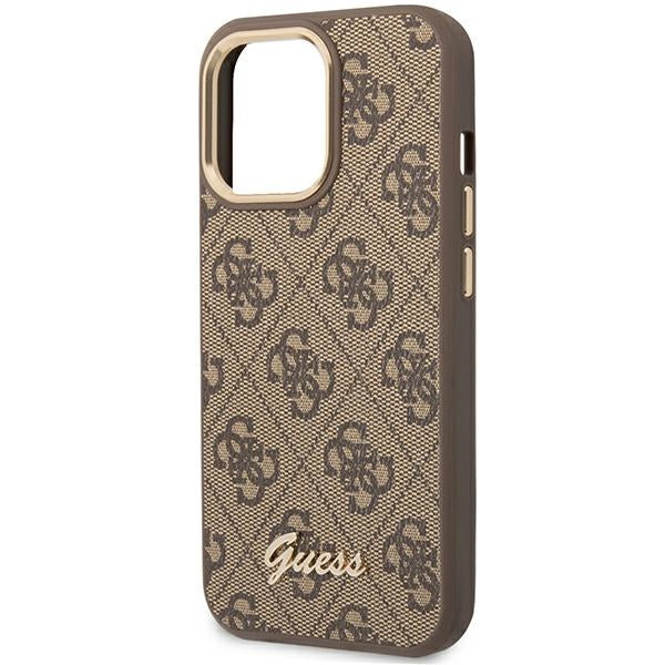Guess GUHCP14LHG4SHW iPhone 14 Pro 6.1 &quot;brown / brown hard case 4G Vintage Gold Logo