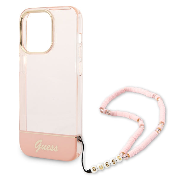 Guess GUHCP14LHGCOHP iPhone 14 Pro 6.1&quot; pink/pink hardcase Translucent Pearl Strap