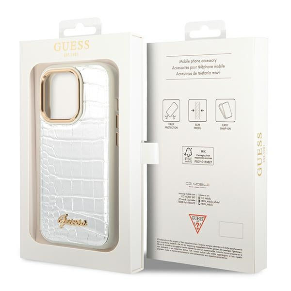 Guess Croco Collection case for iPhone 14 Pro 6.1&quot; - silver