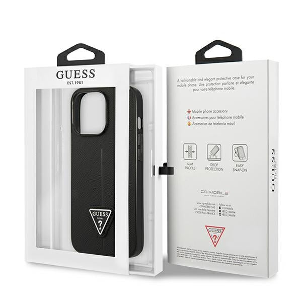 Guess GUHCP14LPSATLK iPhone 14 Pro 6.1&quot; black/black hardcase SaffianoTriangle Logo