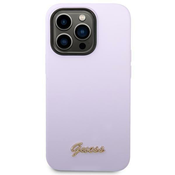 Guess GUHCP14LSLSMU iPhone 14 Pro 6.1" purple/purple hard case Silicone Vintage Gold Logo