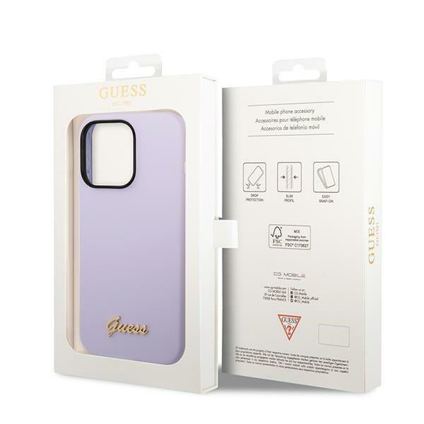 Guess GUHCP14LSLSMU iPhone 14 Pro 6.1" purple/purple hard case Silicone Vintage Gold Logo