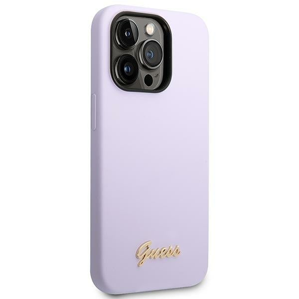 Guess GUHCP14LSLSMU iPhone 14 Pro 6.1" purple/purple hard case Silicone Vintage Gold Logo