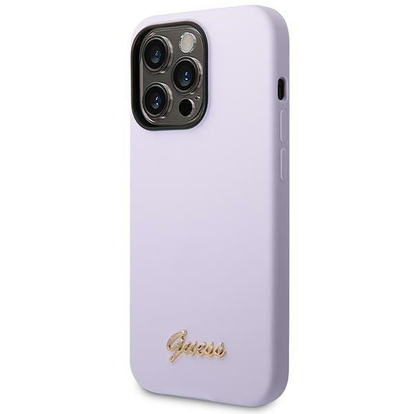 Guess GUHCP14LSLSMU iPhone 14 Pro 6.1" purple/purple hard case Silicone Vintage Gold Logo