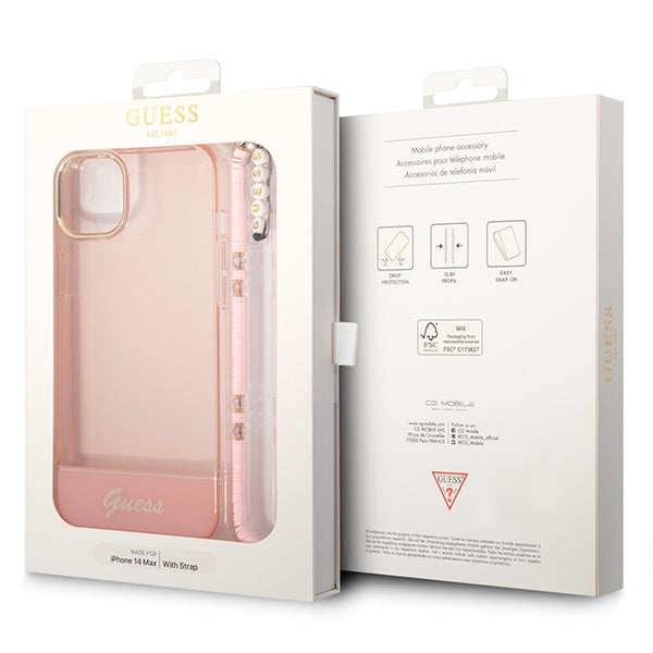 Guess GUHCP14MHGCOHP iPhone 14 Plus 6.7&quot; pink/pink hardcase Translucent Pearl Strap