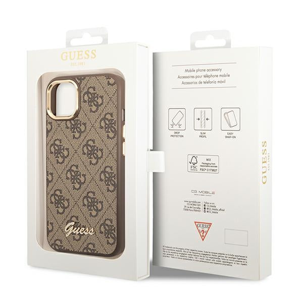 Guess GUHCP14SHG4SHW iPhone 14 6.1&quot; brown/brown hard case 4G Vintage Gold Logo