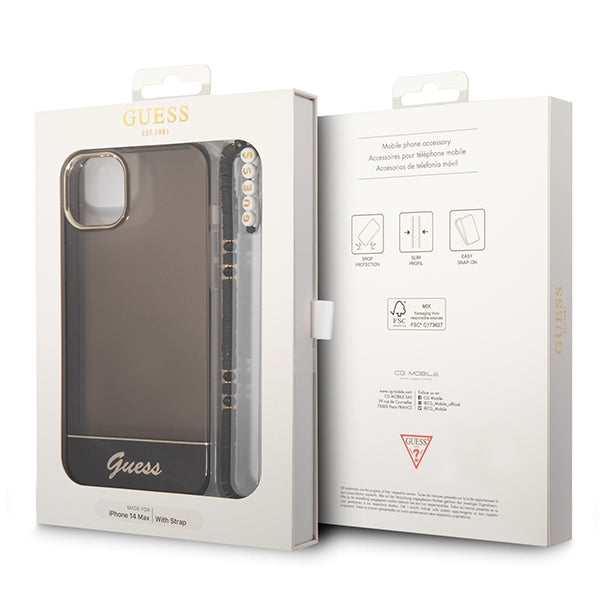 Guess GUHCP14SHGCOHK iPhone 14 6.1 "black / black hardcase Translucent Pearl Strap