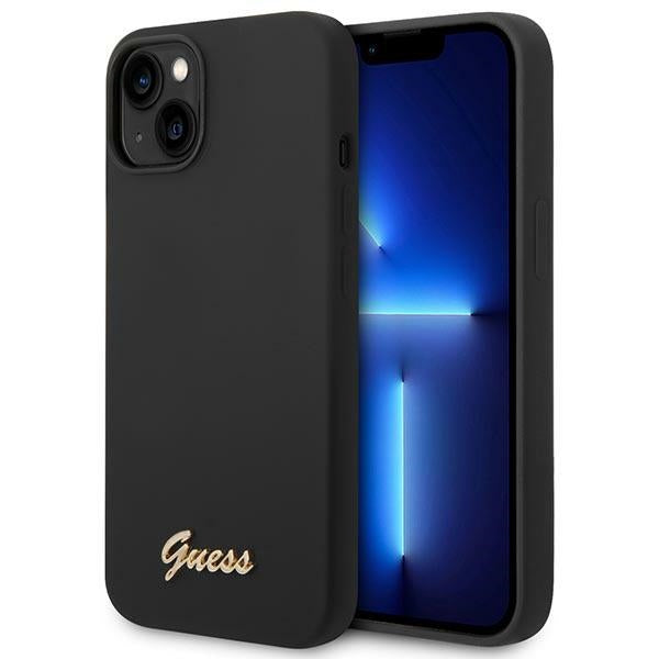 Guess GUHCP14SSLSMK iPhone 14 6.1" black/black hard case Silicone Vintage Gold Logo