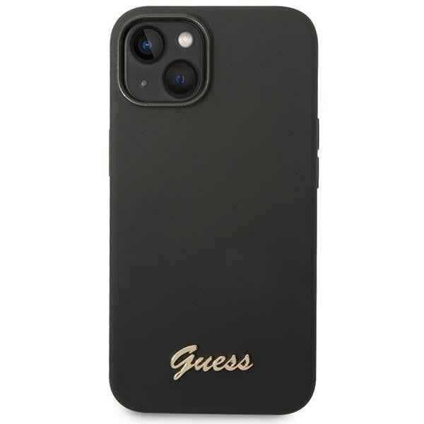 Guess GUHCP14SSLSMK iPhone 14 6.1" black/black hard case Silicone Vintage Gold Logo