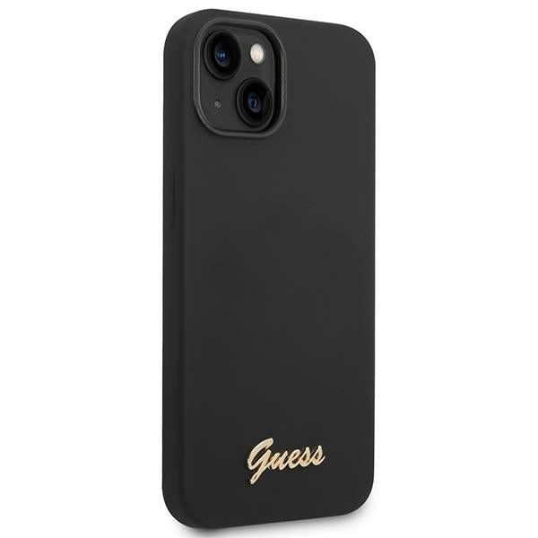Guess GUHCP14SSLSMK iPhone 14 6.1" black/black hard case Silicone Vintage Gold Logo