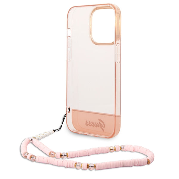 Guess GUHCP14XHGCOHP iPhone 14 Pro Max 6.7&quot; pink/pink hardcase Translucent Pearl Strap