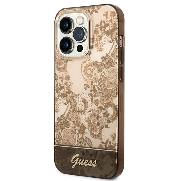 Guess GUHCP14XHGPLHC iPhone 14 Pro Max 6.7" ocher hardcase Porcelain Collection