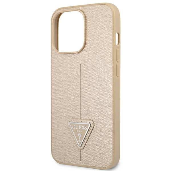 Guess GUHCP14XPSATLE iPhone 14 Pro Max 6,7 &quot;beige / beige hardcase SaffianoTriangle Logo