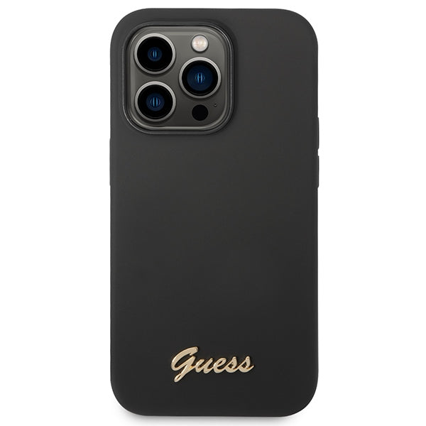 Guess GUHCP14XSLSMK iPhone 14 Pro Max 6.7" black/black hard case Silicone Vintage Gold Logo