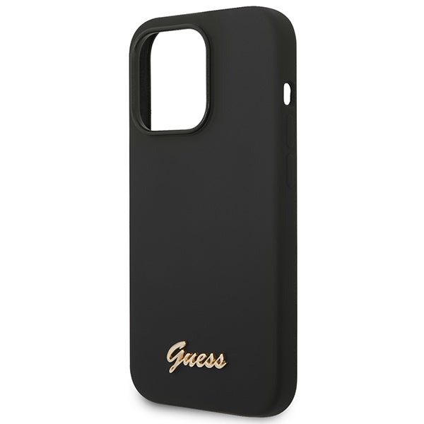 Guess GUHCP14XSLSMK iPhone 14 Pro Max 6.7" black/black hard case Silicone Vintage Gold Logo