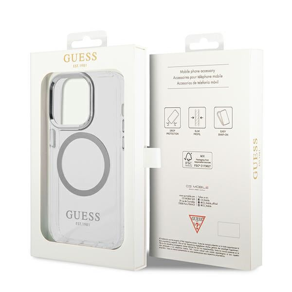 Guess GUHMP14LHTRMS iPhone 14 Pro 6.1&quot; silver/silver hard case Metal Outline Magsafe
