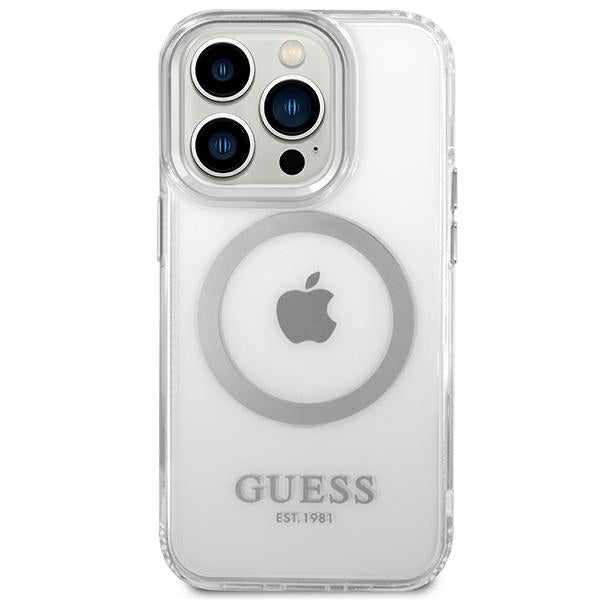 Guess GUHMP14LHTRMS iPhone 14 Pro 6.1&quot; silver/silver hard case Metal Outline Magsafe