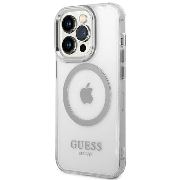 Guess GUHMP14LHTRMS iPhone 14 Pro 6.1&quot; silver/silver hard case Metal Outline Magsafe